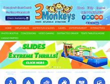 Tablet Screenshot of 3monkeysinflatables.com